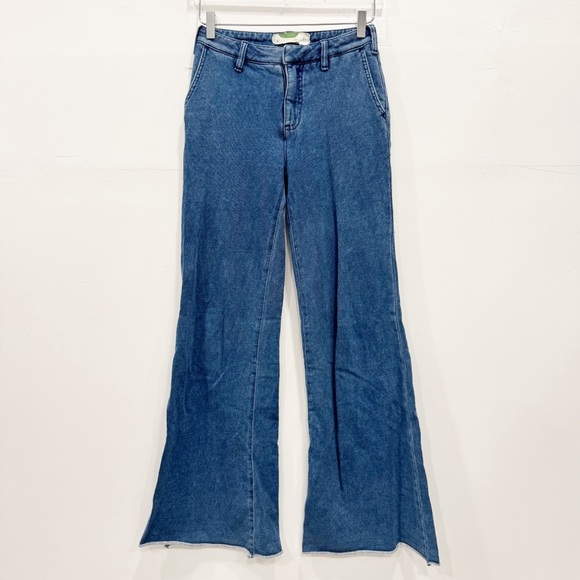 Anthropologie Pilcro Denim Effect Knit Trousers Size 24 Cotton - Picture 2 of 9